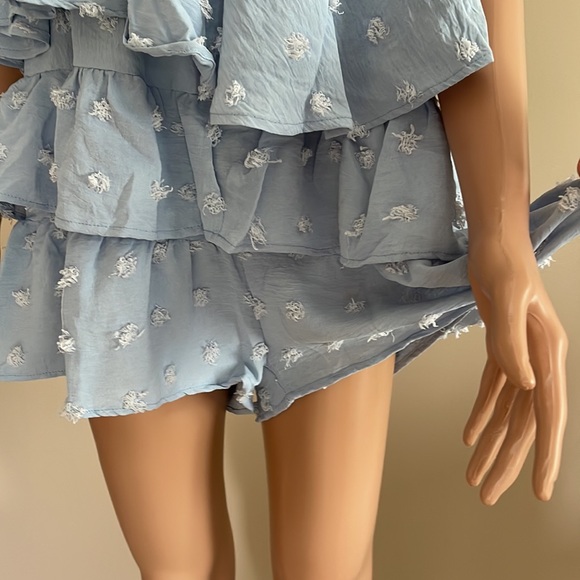 NWT Belongsci blue off shoulder romper size M - Picture 2 of 7
